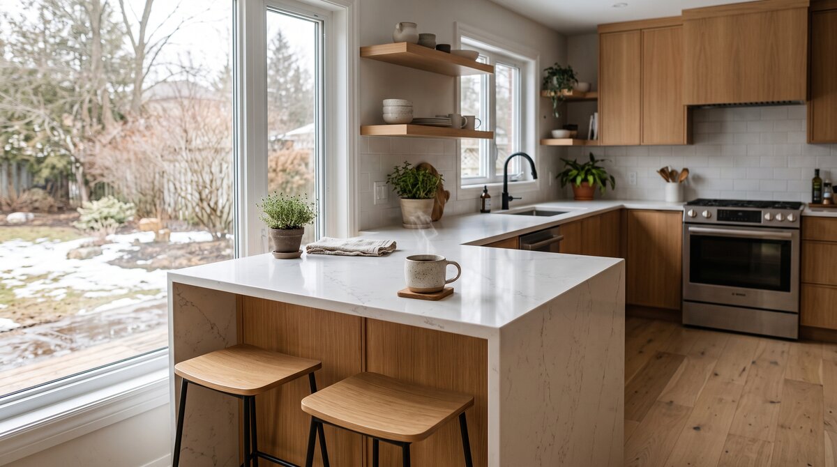 Completed kitchen renovation in a GTA home in early spring, finished during the winter renovation season